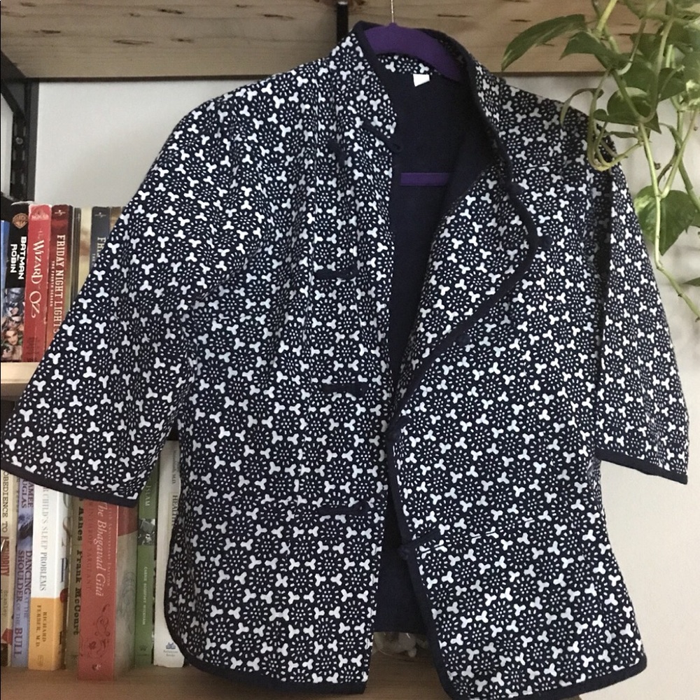 Indigo cotton knot button up top size M